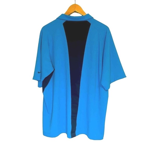 Nike Golf Fit Dry Mens XL Blue Quarter Zip Short Sleeve Polo Shirt Performance - Picture 2 of 6